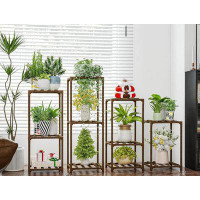 Arlmont & Co. 4 Sets of Package Plant Stands Indoor Combo Plant Shelves Outdoor Wooden Plant Rack