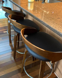 Mid Century Swivel Barstools MCM Kitchen Stools Wood Dining Chair Set