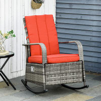Lark Manor Outdoor Rocking Wicker Chair with Cushions