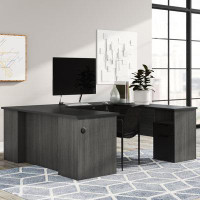 Wade Logan Ayaaz Reversible U-Shape Executive Desk with Built in Outlets
