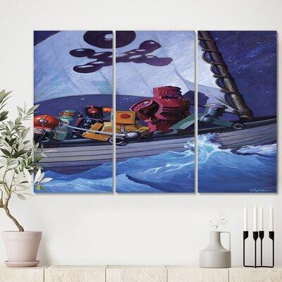 East Urban Home 'Robo Pirates Cmyk' Painting Multi-Piece Image on Canvas in Painting & Paint Supplies