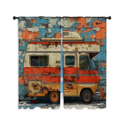 Upgrade your home decor with these Camper Van sheer window curtains printed in the USA! Great for yo...