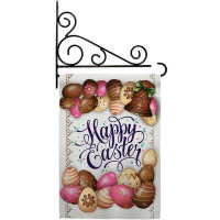 Breeze Decor Sweet Chocolate Easter - Impressions Decorative Metal Fansy Wall Bracket Garden Flag Set GS103061-BO-03