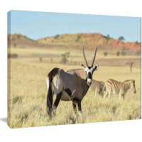 Made in Canada - Design Art Wildlife in Namibia Grassland - Wrapped Canvas Photograph Print