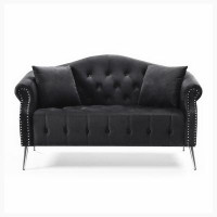 Rosdorf Park Classic Chesterfield Velvet Sofa Loveseat Contemporary Upholstered Couch Button Tufted