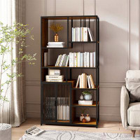 17 Stories Metal Multipurpose Bookshelf Storage Rack With Enclosed Storage Cabinet