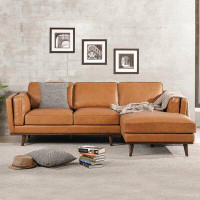 Steelside™ Howell 92.9" Wide Genuine Leather Sofa & Chaise