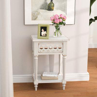 August Grove Indoor Chest, Accent Side Table,Nightstand, End Table For Living Room, Bedroom, Mirrored Drawers, In White