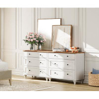 Alcott Hill Alcott Hill® Dresser For Bedroom With 6 Drawers, Oak Kids Dressers With Wide Chest Of Drawers, Mid Century M