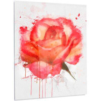 Made in Canada - Design Art Floral 'Red Rose with Splashes' Painting on Metal
