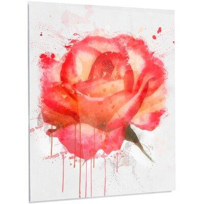 Made in Canada - Design Art Floral 'Red Rose with Splashes' Painting on Metal in Painting & Paint Supplies