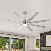 YUHAO Smart CF 72" Brushed Nickel LED Smart Ceiling Fan with App. Remote Control