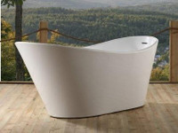 71 or 67 FreeStanding Reinforced Acrylic Composite Construction Bathtub - Brass Pop-Up Drain Included –Chrome Finish KBQ