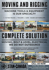 Local Machine Equipment Moving and Rigging (1 Hour Min. Charge Only) - Complete Solution