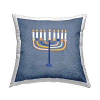 East Urban Home Intricate Hanukkah Menorah Pattern Printed Throw Pillow Design By Lady Louise Designs