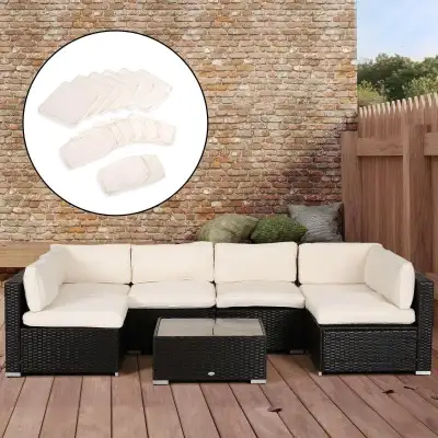 14pc Replacement Patio Cushion Covers for 7pc Sectional Furniture Set Deck Garden - Cream White