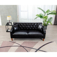 Winston Porter 2047Black PU Leather Sofa