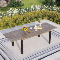 Alphamarts Rectangle Metal Frame Patio Dining Table