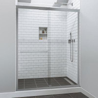 Fab Glass and Mirror 44" - 48" W, 62" H Double Sliding Semi-Frameless with Fixed Glass Panel 48" W x 62" H Shower Door