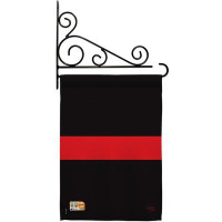 Breeze Decor Red Stripe - Impressions Decorative Metal Fansy Wall Bracket Garden Flag Set GS108241-BO-03