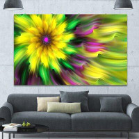 Design Art 'Dance of Yellow Exotic Flower' Graphic Art on Wrapped Canvas