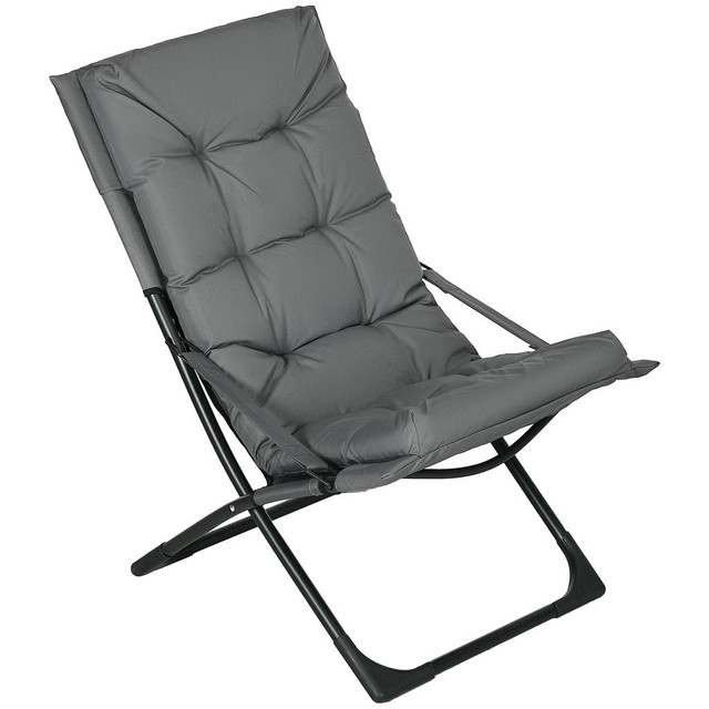 Folding Chair 33.5" x 24.8" x 34.6" Grey in Patio & Garden Furniture - Image 2