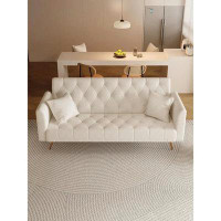 Latitude Run® 71" Modern Fabric Convertible Futon,Upholstered Loveseat Sofa W/Adjustable Backrest, Sleeper Couch Bed,Bei
