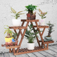 Arlmont & Co. Amaurie Triangular Multi-Tiered Solid Wood Plant Stand