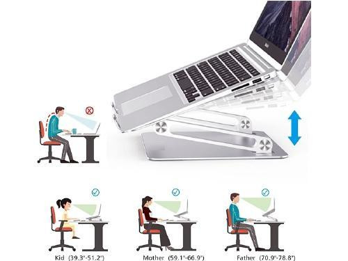 Aluminum Alloy Laptop and Tablet Stand - Up to 17.3 inch - Adjustable, Foldable and Ventilated - Grey in Laptop Accessories - Image 3