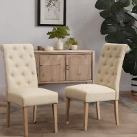 Red Barrel Studio Solid Wood Tufted Dining Chair, Set Of 2
