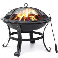 KingSo 20'' H x 22" W Steel Wood Burning Outdoor Fire Pit with Lid