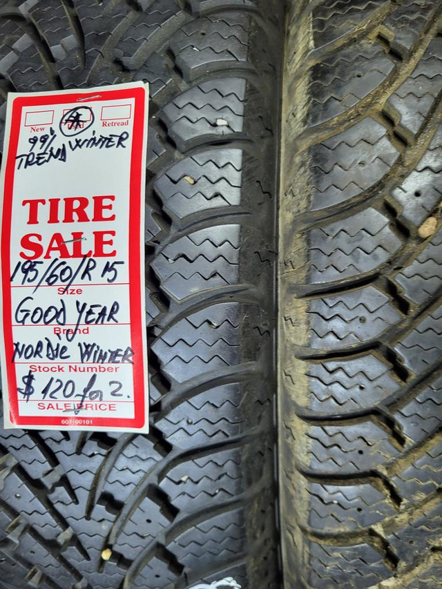 P 195/60/ R15 Goodyear Nordic Winter M/S*  Used WINTER Tires 99% TREAD LEFT  $240 for All 4 TIRES in Tires & Rims in Edmonton Area - Image 2