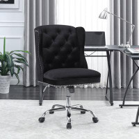 Rosdorf Park Iskender Upholstered Tufted Office Chair Black and Chrome