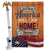 Breeze Decor America My Home - Impressions Decorative Aluminum Pole & Bracket House Flag Set HS111075-BO-02