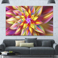 Made in Canada - Design Art 'Large Multi-Colour Alien Fractal Flower' Graphic Art on Canvas