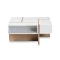 Latitude Run® Lefancy Rasa Modern and Contemporary Two-Tone White and Oak Finished Wood Coffee Table