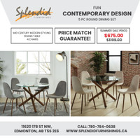 Summer Sale!! Contemporary Design, Midcentury Modern Styling 5 Pc Dining Sets