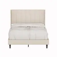 Mercer41 Velvet Upholstered Bed Frame With Vertical Channel Tufted Headboard