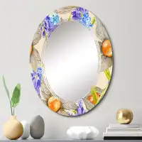 East Urban Home Purple And Orange Flowers - Patterned Wall Mirror Oval