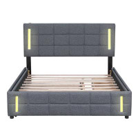 Ivy Bronx Queen Size Upholstered Platform Bed With Trundle And Drawers