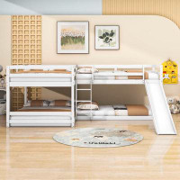 Harriet Bee Full Over Full And Twin Over Twin L-Shaped Bunk Bed With Slide And Ladder