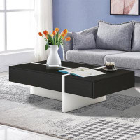 Smartmonkey Minimalist Design High Gloss Surface Square Coffee Table with a Drawer