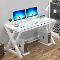 Breakwater Bay 55.1" Home Office Desks Modern Tempered Glass Top Computer Gaming Writing Desk