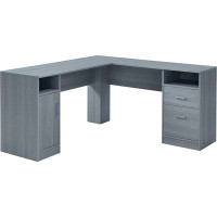 Techni Mobili Techni Mobili Functional L-Shaped Computer Desk With Storage, L Is 59.5" Wide X 59.5" Long, Grey
