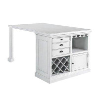 One Allium Way Counter Height Storage Dining Table In Antique White