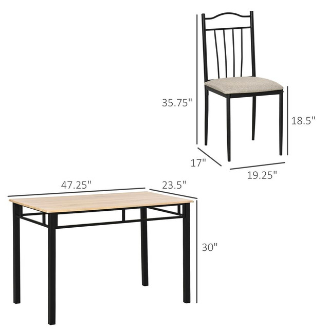 Dining table and chair set(1 table, 4 chairs) 47.25"  x 23.5"  x 30" Natural wood color in Kitchen & Dining Wares - Image 3