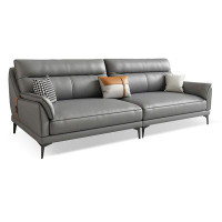 MABOLUS 97.64" Lightgray Genuine Leather Modular Sofa cushion