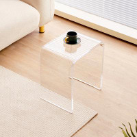 Ivy Bronx Ivy Bronx Acrylic Side Table, Clear Acrylic End Table with Waterfall Edges