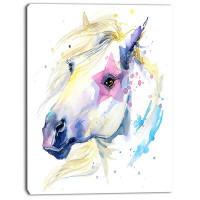 Made in Canada - Design Art 'Horse Illustration with Splash' Painting Print on Wrapped Canvas