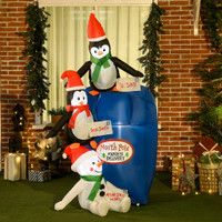 Penguins Mailbox Scene Christmas Inflatable 35.4"W x 43.3"D x 72.8"H Multi-colored